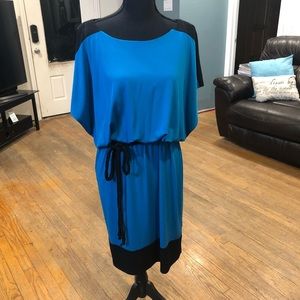 Turquoise and Black Dress with Belt Size Medium